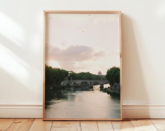 Ponte Sisto at Sunset DIGITAL DOWNLOAD, Film Photograph, Travel print, Wall art, Italy poster, Italy art, Rome photograph, Rome landmark