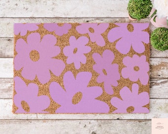Lavender Flower Spring Doormat: Abstract Floral Welcome Mat (18" x 30")