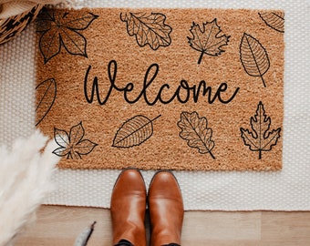 Personalized Fall Doormat | Thanksgiving Doormat | Fall Decor | Welcome Door Mat | Holiday Decor | Fall Leaves | Autumn