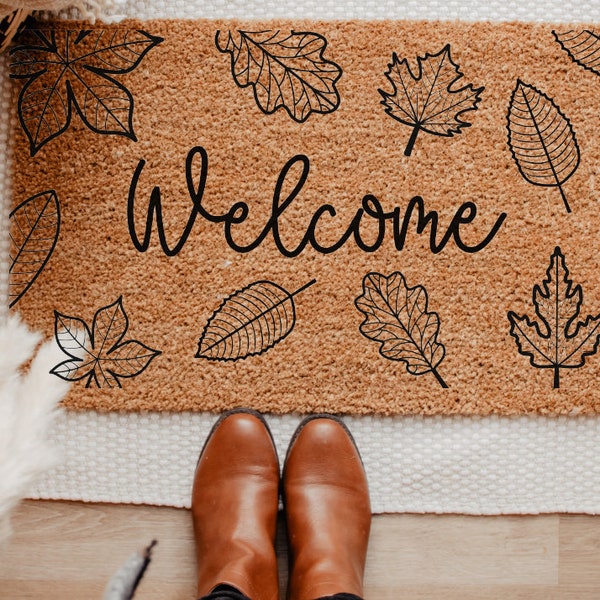 Personalized Fall Doormat | Thanksgiving Doormat | Fall Decor | Welcome Door Mat | Holiday Decor | Fall Leaves | Autumn