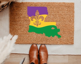 Mardi Gras Doormat: Louisiana Fleur-de-Lis Coir Mat