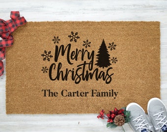 Personalized Merry Christmas Doormat | Christmas Doormat | Christmas Decor | Welcome Door Mat | Holiday decor