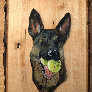 Custom Pet Portrait - a painting of your dog or other pet in watercolor on a custom wood cutout and mounted on wood.