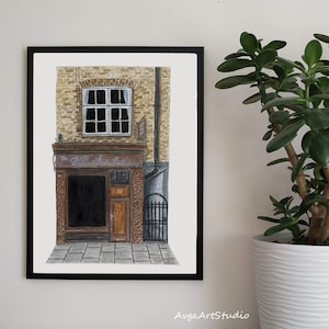 Print Charming shop front Stationery London England from original ink and watercolour drawing Wall Art Store House Print Digital Downloads