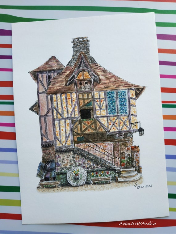 Charmed Old Medieval home Village Argentan France of original Etsy