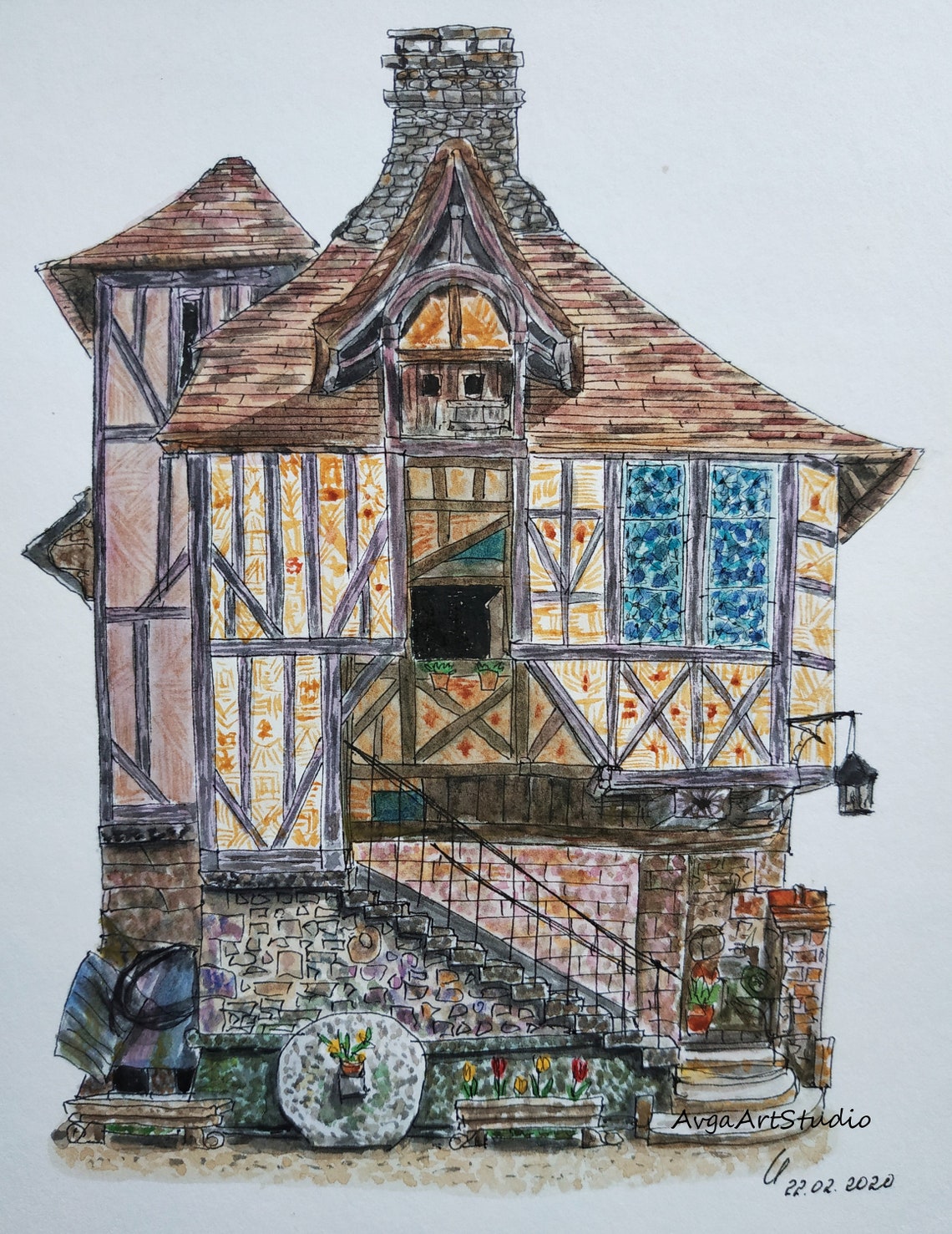 Charmed Old Medieval Home Village Argentan France of Original Etsy