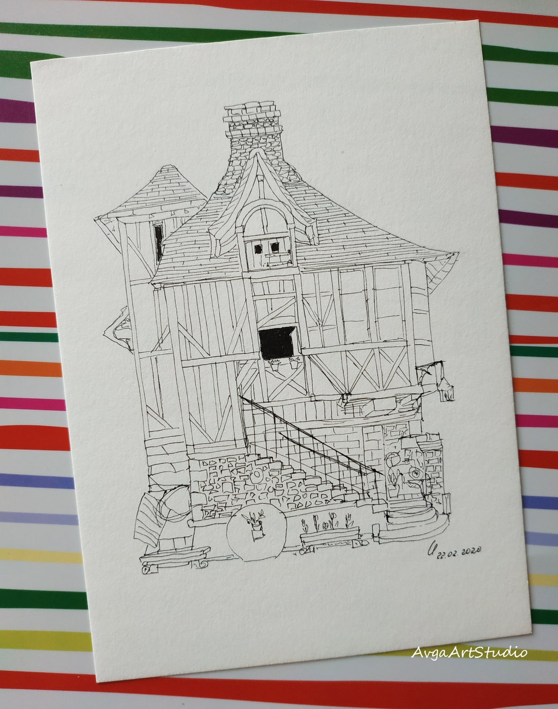 Art print Old medieval house Village of Argentan France Scan Etsy