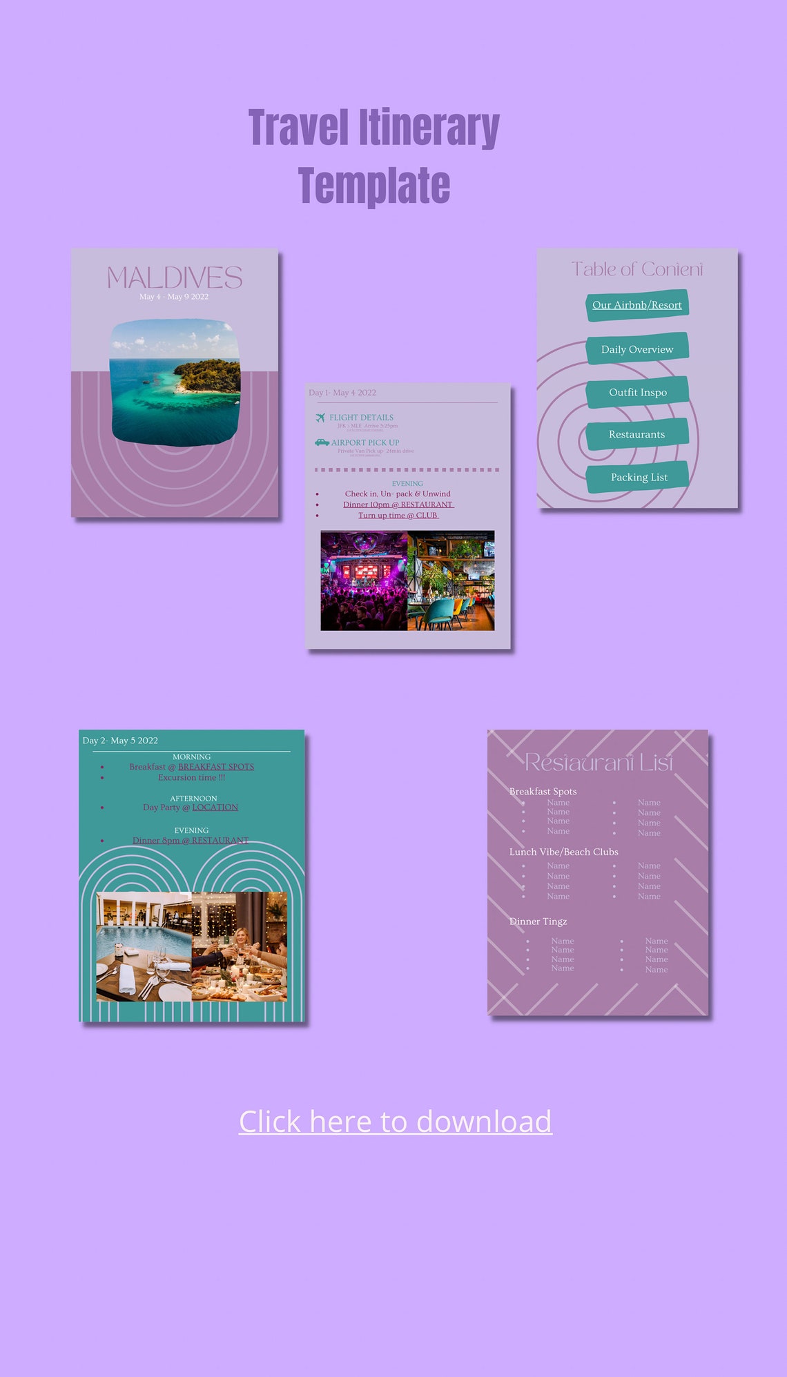 Travel Itinerary Mobile Template Editable on Canva Etsy