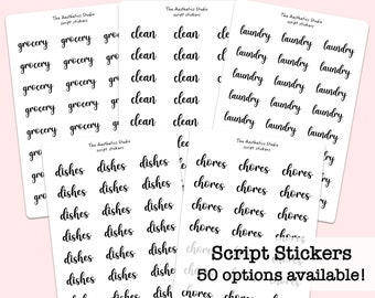 script stickers - planner stickers, planner sticker kit, script sticker kit, budget script sticker, school script sticker functional sticker