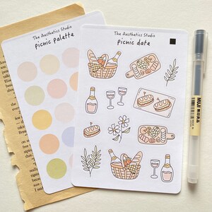 picnic date Sticker Sheet - Bullet Journal Stickers,Planner Stickers,Scrapbook Stickers,Vintage Stickers,Decorative Stickers,cottagecore
