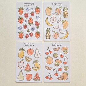 Hoja de pegatinas de frutas lindas (4 opciones): pegatinas para Bullet Journal, pegatinas para planificadores, pegatinas para álbumes de recortes, pegatinas vintage, pegatinas decorativas, Bujo