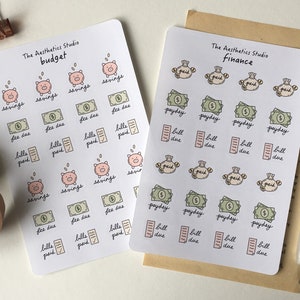 budget & finance Sticker Sheet - Bullet Journal Stickers, Planner Stickers, Scrapbook Stickers, planner, Decorative Stickers, Bujo stickers