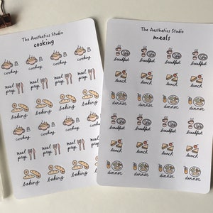 Folha de adesivos de cozinha e refeições - Adesivos de Bullet Journal, Adesivos de Planner, Adesivos de Scrapbook, planejador, Adesivos decorativos, Adesivos Bujo