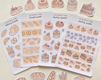 bakery Sticker Sheet - bread,Journal Stickers,food,cute,Planner Stickers,Scrapbook Stickers,Vintage,Stickers,Decorative Stickers,pastry,Bujo