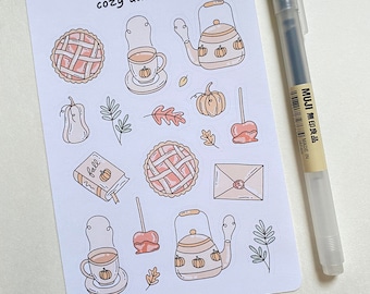 Cozy Autumn Sticker Sheet: Planer, Scrapbook Sticker