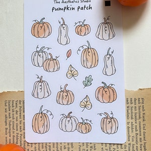 Hoja de pegatinas de parche de calabaza: pegatinas de Bullet Journal, pegatinas de planificador, pegatinas de álbum de recortes, pegatinas vintage, pegatinas decorativas, Bujo