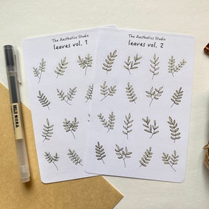 foglie foglio di adesivi - adesivi bullet journal, adesivi planner, adesivi scrapbook, adesivi vintage, adesivi decorativi, bujo, natura