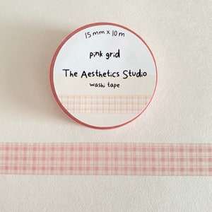 Pink grid - washi tape,cute washi tape,washi tape collection,witchy washi tape,paper washi tape love,cute stationery,love,eco-friendly tapes