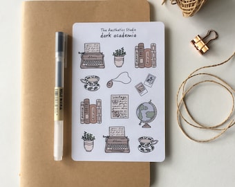 dark academia Sticker Sheet - Bullet Journal Stickers, Planner Stickers, Scrapbook Stickers, Vintage Stickers, Decorative Stickers, Bujo
