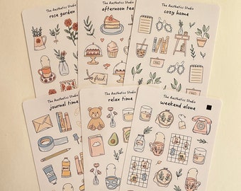 cozy at home Sticker Sheet - Bullet Journal Stickers, Planner Stickers, Scrapbook Stickers, Vintage Stickers, Decorative Stickers, hygge