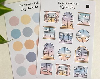 idyllic sky Sticker Sheet - Bullet Journal Stickers,Planner Stickers,Scrapbook Stickers,Vintage Stickers,Decorative Stickers,stationery,cute