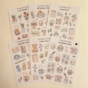 Hoja de pegatinas acogedora en casa: pegatinas para Bullet Journal, pegatinas para planificadores, pegatinas para álbumes de recortes, pegatinas vintage, pegatinas decorativas, hygge