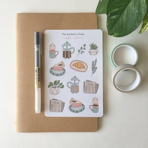 Feuille d'autocollants café love - Stickers Bullet Journal, Stickers agenda, Stickers scrapbooking, Stickers vintage, Stickers décoratifs, bujo