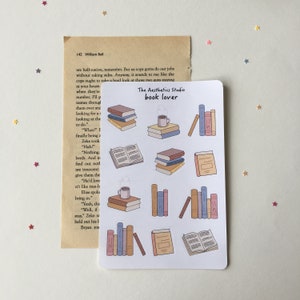 Hoja de pegatinas para amantes de los libros: pegatinas para Bullet Journal, pegatinas para planificadores, pegatinas para álbumes de recortes, pegatinas vintage, pegatinas decorativas, bujo