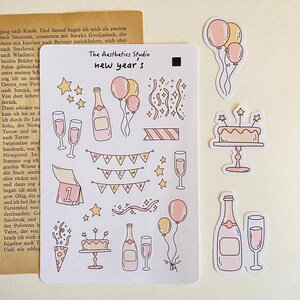Stickervel nieuwjaar - Bullet Journal happy, plannerstickers, plakboek, schattig, feest, feest, decoratief, bujo, hygge, verjaardag
