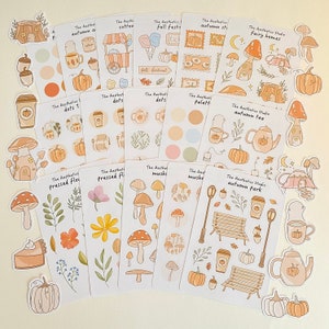 Collection de stickers automne cosy - Stickers Bullet Journal, Stickers agenda, Stickers scrapbooking, Stickers vintage, Stickers décoratifs, Bujo