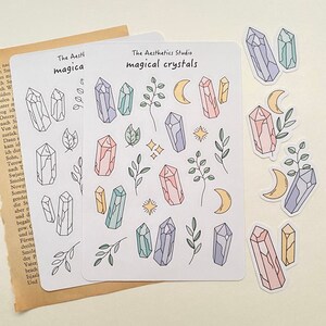 Stickervel magische kristallen - Bullet Journal sticker, planner sticker, plakboeksticker, vintage sticker, decoratieve sticker, briefpapier, schattig