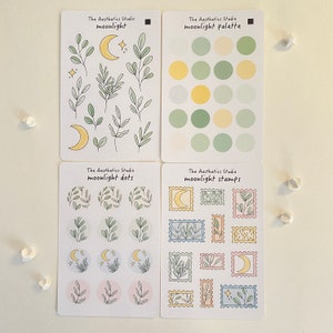 Hoja de pegatinas de luz de luna: pegatinas para Bullet Journal, relajación, magia, pegatinas para planificador, cuidado personal, pegatinas vintage, pegatinas decorativas, hygge, plantas