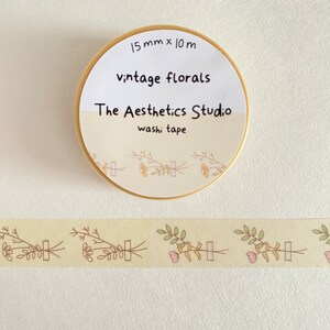 Vintage Florals Washi Tape: Eco-Friendly Planner Tape (15mm x 10m)