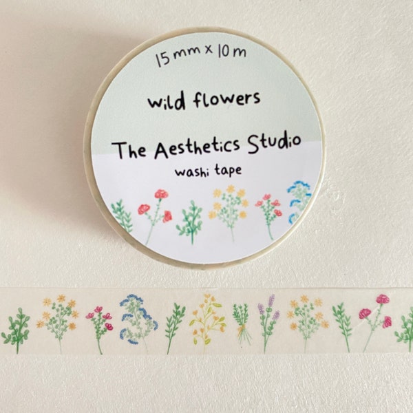 Wild flowers - washi tape,washi tape,washi tape collection,witchy washi tape,floral paper washi tape love,cute stationery,eco-friendly tapes