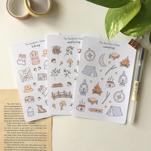 Foglio di adesivi avventura - Adesivi Bullet Journal, Adesivi Planner, Adesivi Scrapbook, Adesivi Vintage, Adesivi Decorativi, bujo camping