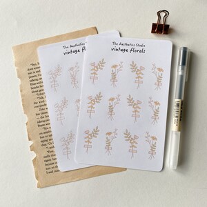 Foglio di adesivi floreali vintage - Adesivi Bullet Journal, Adesivi Planner, Adesivi Scrapbook, Adesivi Vintage, Adesivi Decorativi, bujo