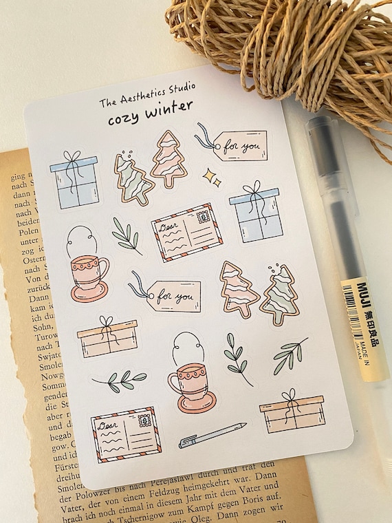 Cozy Winter Sticker Sheet Bullet Journal Stickers, Planner