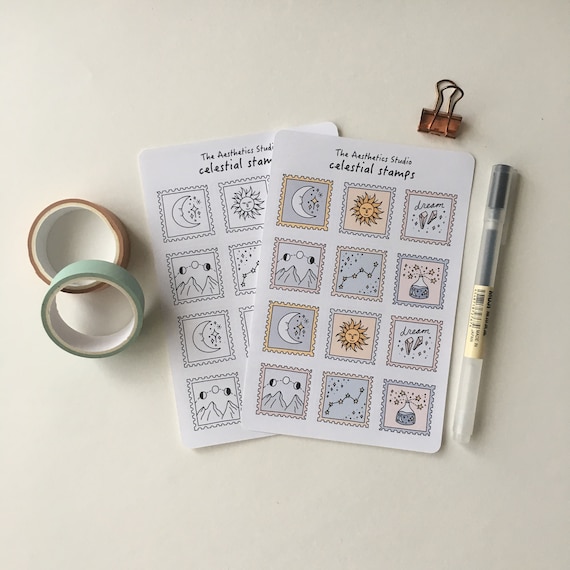 Mini Outer Space Sticker Book - Aesthetic Stickers for Scrapbooking & Bullet  Journaling
