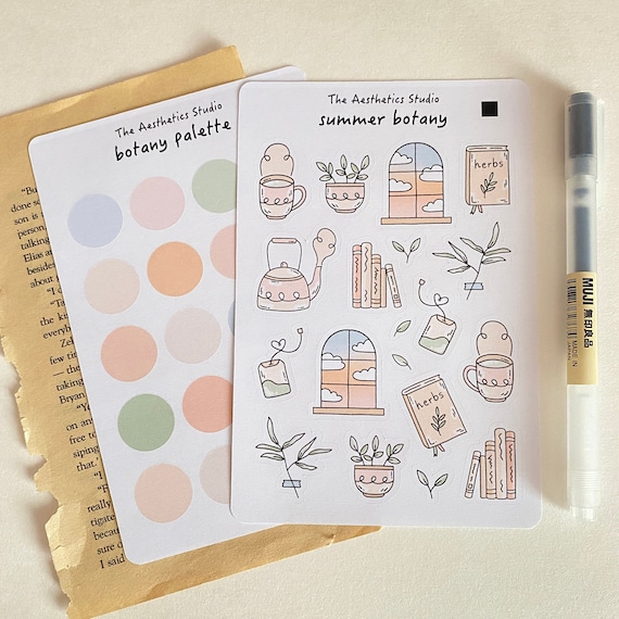 Summer Botany Sticker Sheet Bullet Journal Stickers Planner Etsy