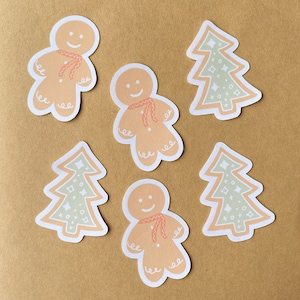 Pegatina troquelada de galleta navideña: pegatinas para Bullet Journal, pegatinas para planificador, pegatinas para álbumes de recortes, pegatinas VSCO, pegatinas resistentes a la intemperie, invierno