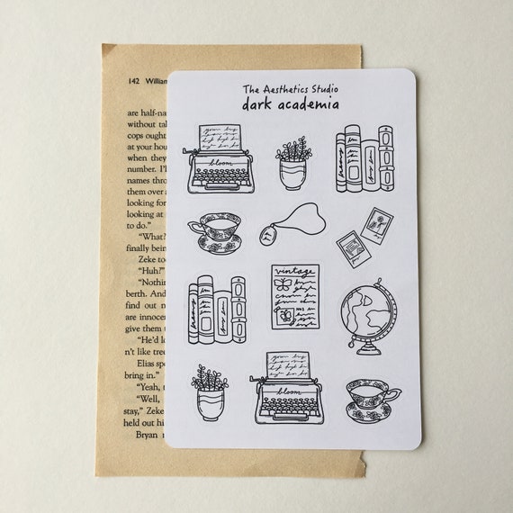 Dark Academia Sticker Sheet Bullet Journal Stickers, Planner