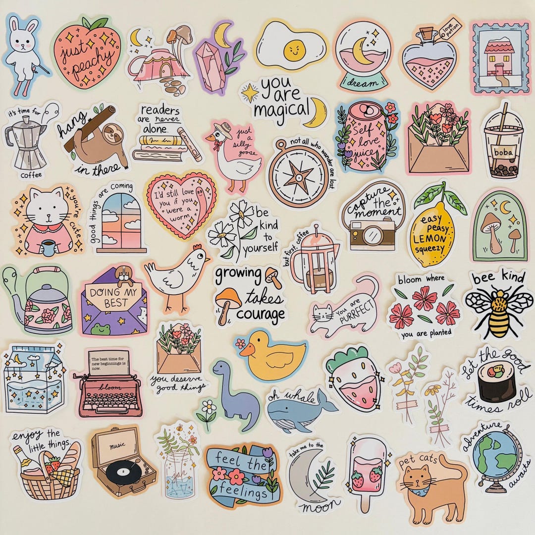 Cute Aesthetics Waterproof Vinyl Die Cut Sticker Collection - Durable ...