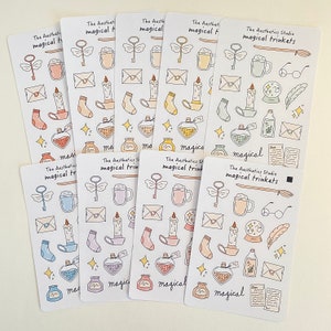 Stickervel magische snuisterijen - Bullet Journal-stickers, plannersticker, stickers, vintage sticker, decoratieve stickers, briefpapier, schattig, heks