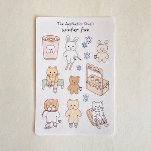 Hoja de pegatinas de diversión invernal: pegatinas para Bullet Journal, pegatinas para planificadores, pegatinas para álbumes de recortes, pegatinas, pegatinas decorativas, Bujo, kawaii, lindo