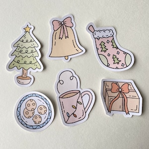 Pegatinas troqueladas navideñas: pegatinas para Bullet Journal, pegatinas para planificador, pegatinas para álbumes de recortes, pegatinas VSCO, pegatinas resistentes a la intemperie, invierno, otoño