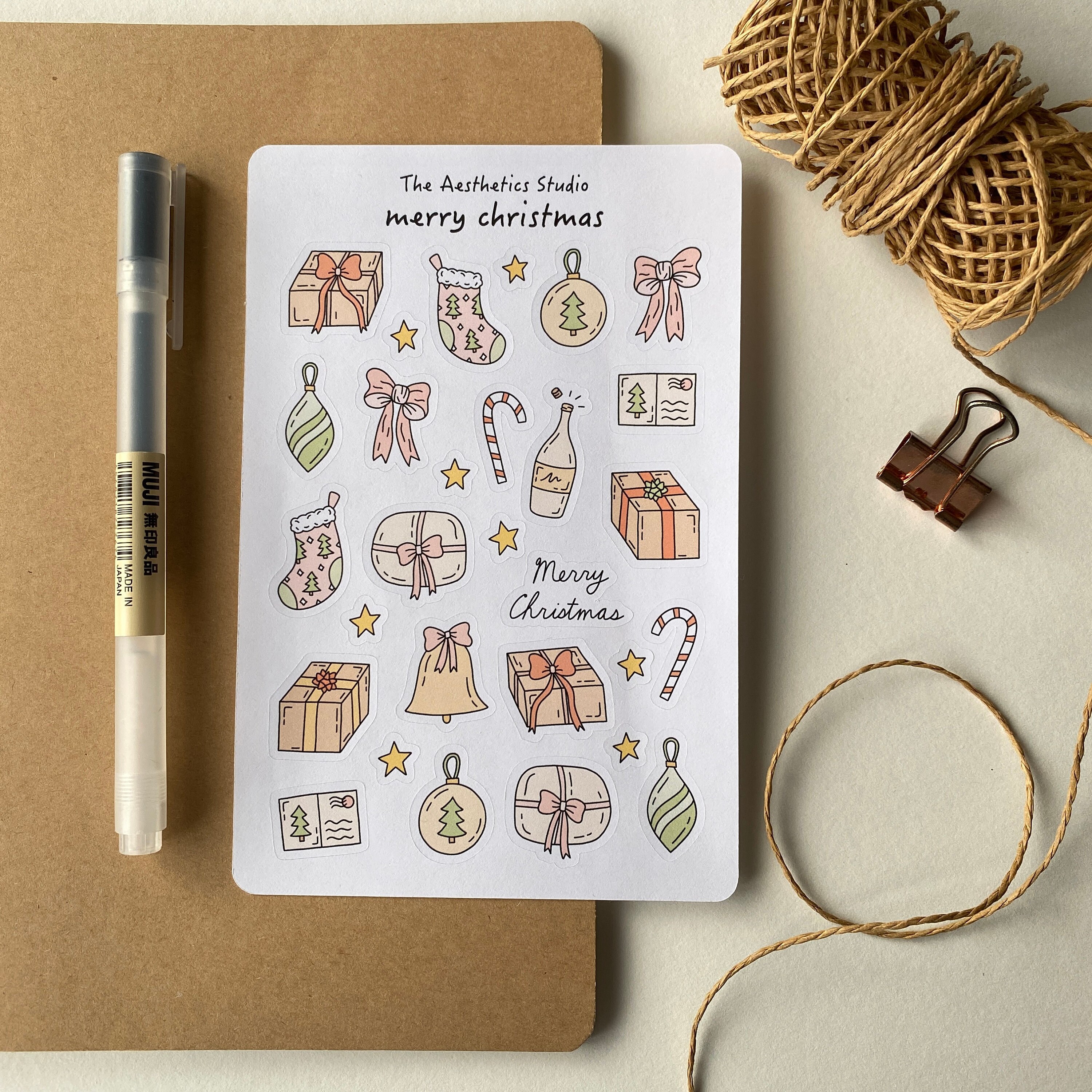 merry christmas Sticker Sheet - Bullet Journal Stickers, Planner Stickers, Scrapbook Stickers, Vintage Stickers, Decorative Stickers, bujo