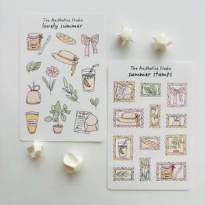 Summer Sticker Sheet: Kawaii Planner Stickers - 4x6 inch