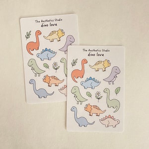Folha de adesivos de amor dino - Adesivos de diário de marcadores, adesivos de planejador, adesivos de dinossauro, adesivos fofos de dino, adesivos decorativos, Bujo kids