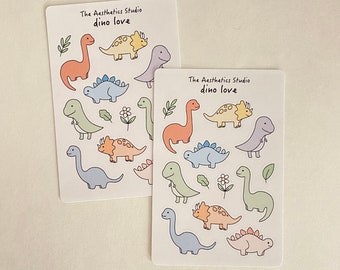 dino love Sticker Sheet - Bullet Journal Stickers, Planner Stickers, dinosaur Stickers, cute dino Stickers, Decorative Stickers, Bujo kids
