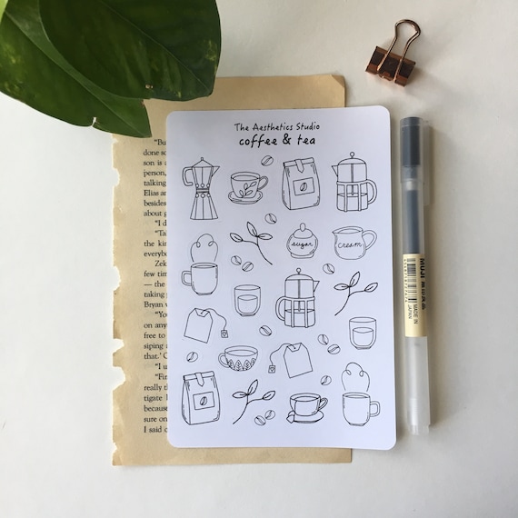 Planner & Bullet Journal Sticker Sheet TEA Sticker Sheet Paper Stickers ...
